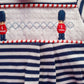 Blue & white striped Little soldiers Smocked Babygrow