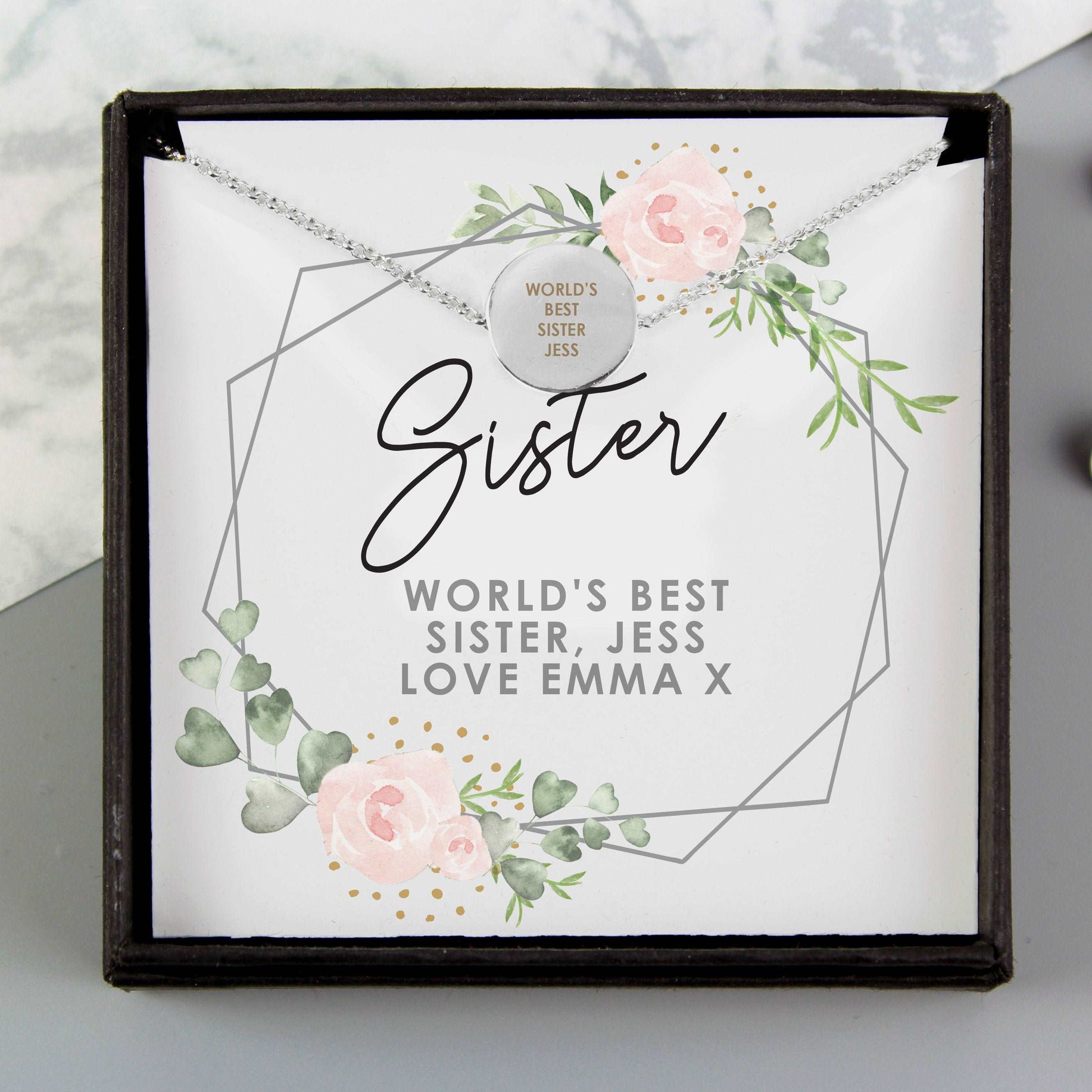 sister silver toned personalised necklace set By Sweetlea Gifts