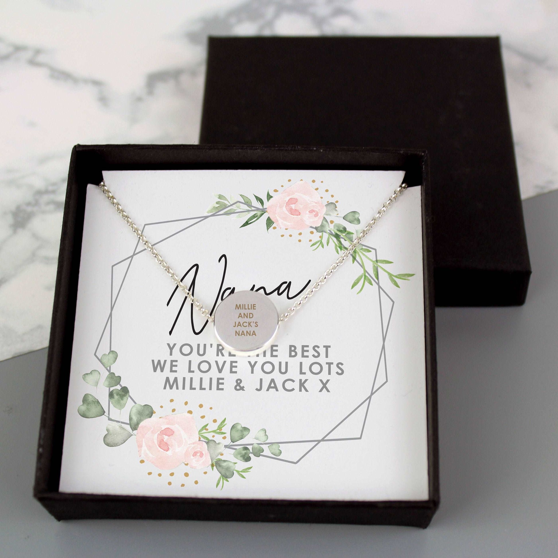 Nana silver toned personalised necklace set By Sweetlea Gifts