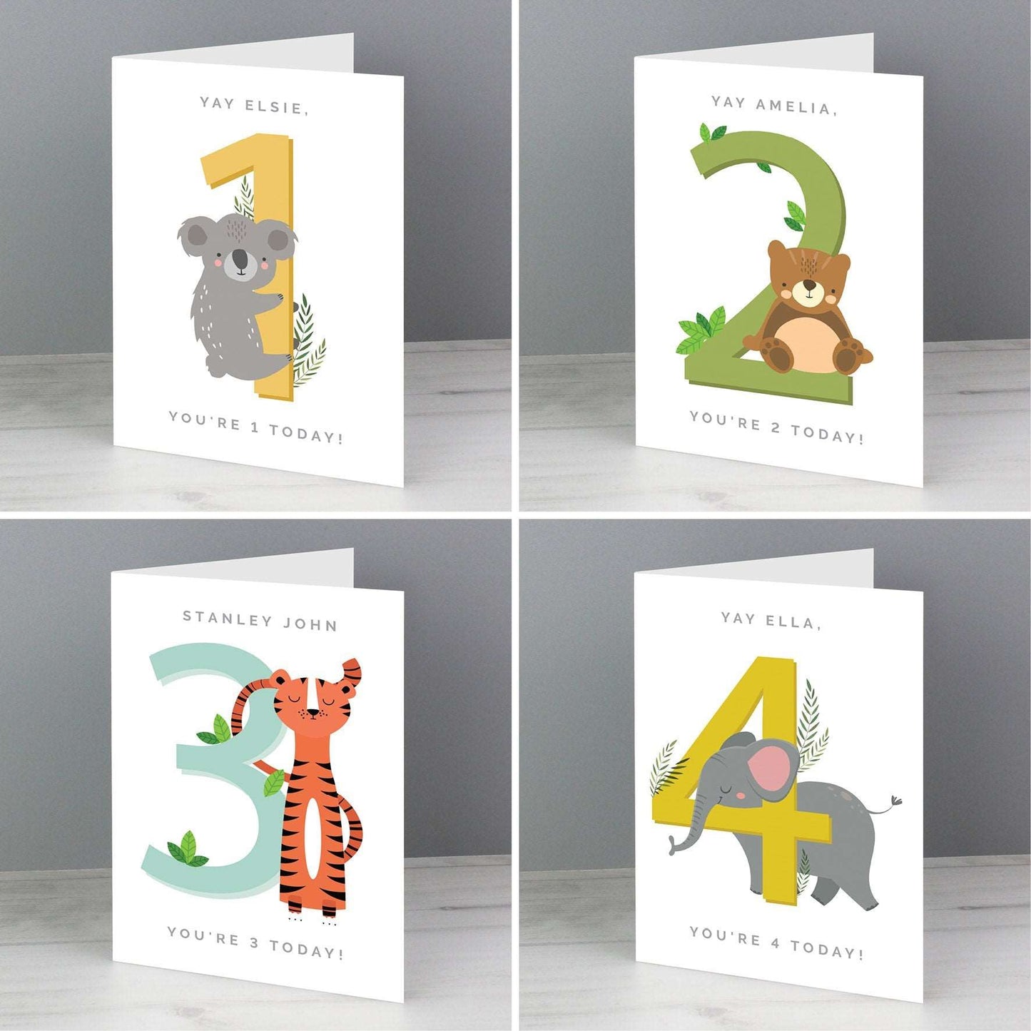 Animal Number children's Personalised Birthday Card By Sweetlea Gifts