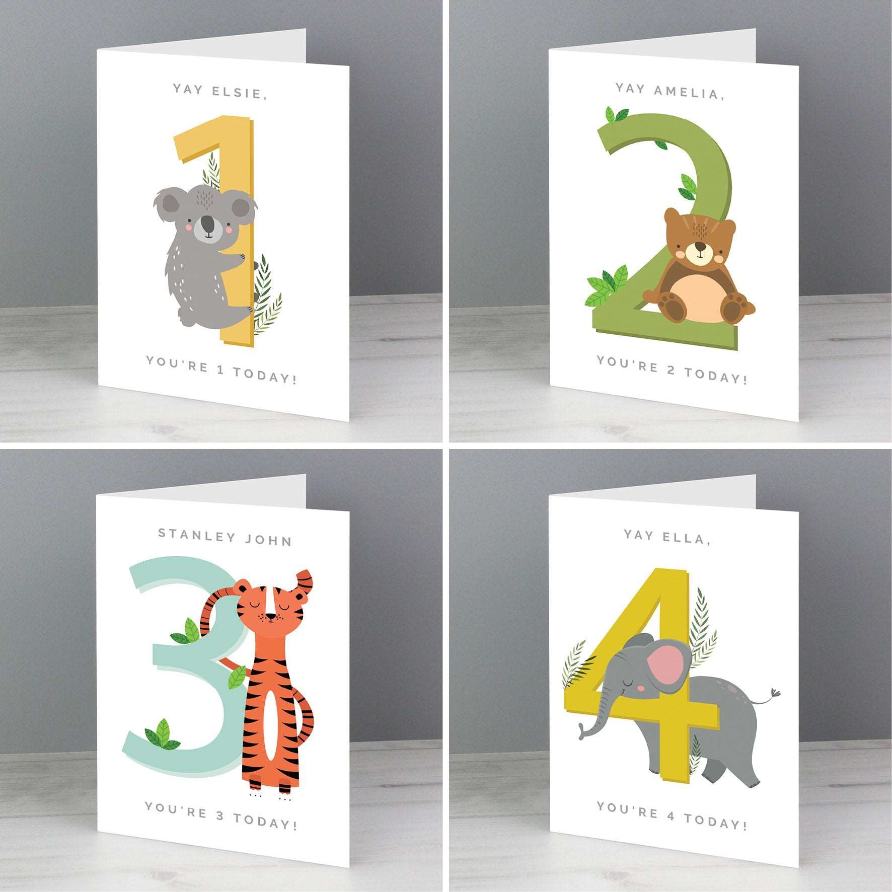 Animal Number children's Personalised Birthday Card By Sweetlea Gifts