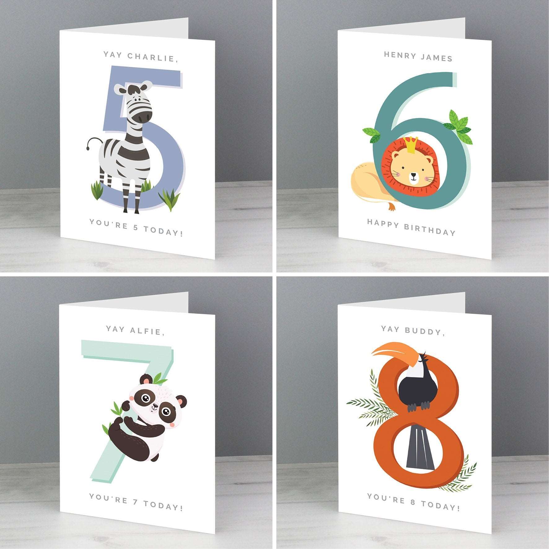 Animal Number children's Personalised Birthday Card By Sweetlea Gifts