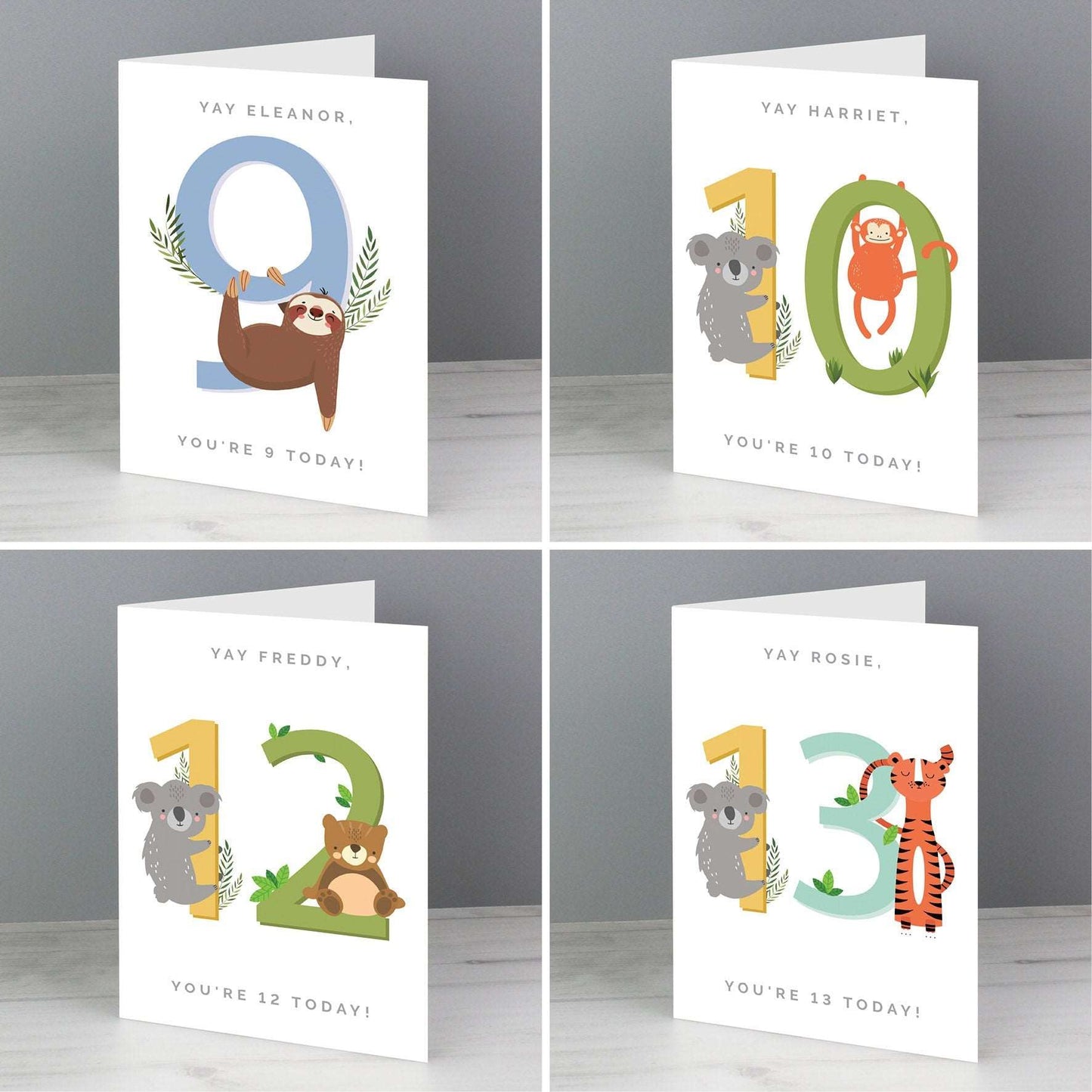 Animal Number children's Personalised Birthday Card By Sweetlea Gifts