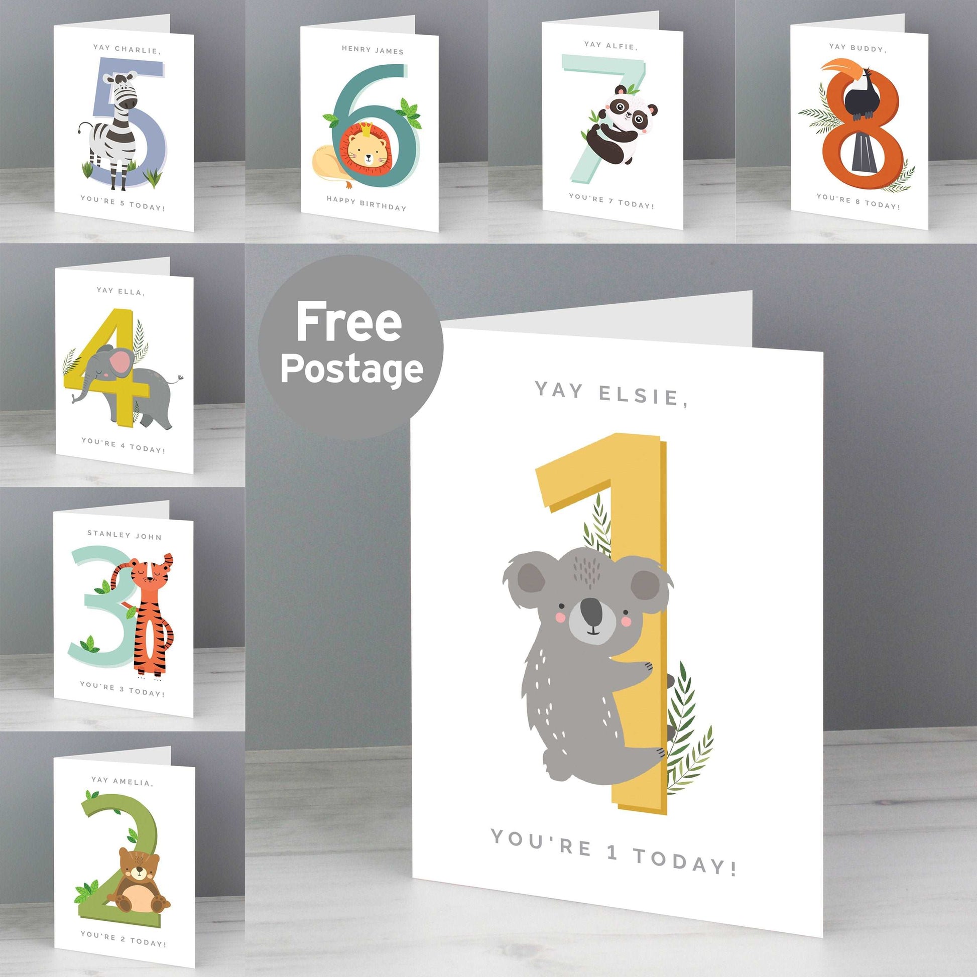 Animal Number children's Personalised Birthday Card By Sweetlea Gifts