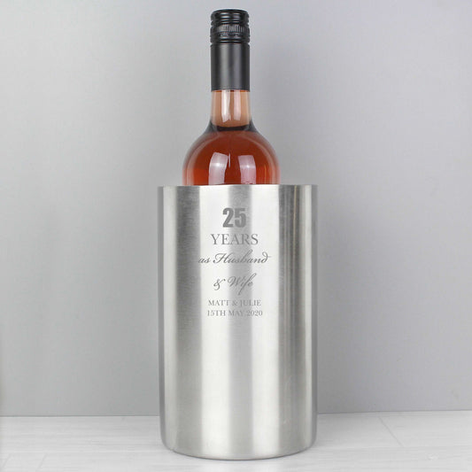 Silver Anniversary Personalised wine cooler By Sweetlea Gifts