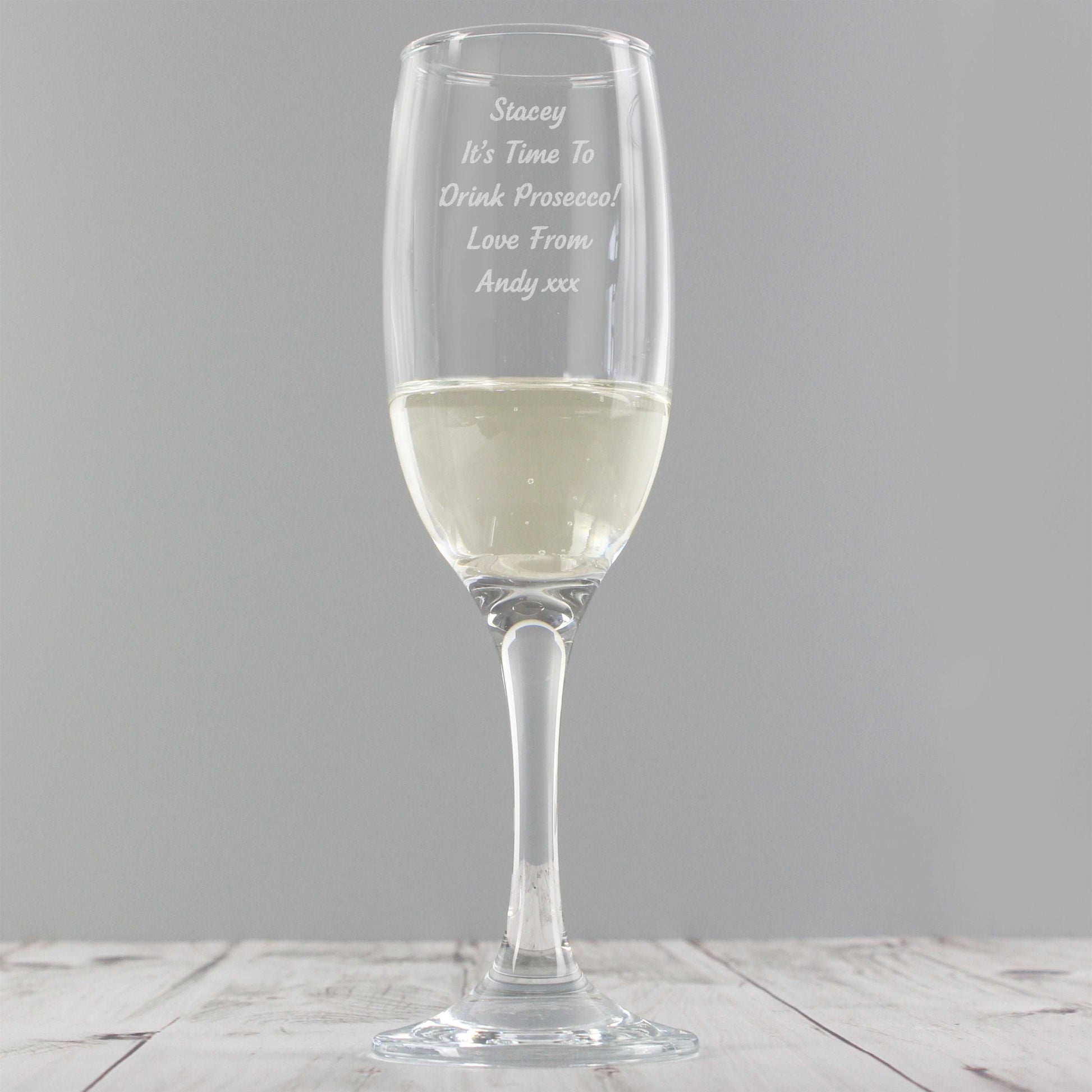 Any Message Personalised glass Flute
