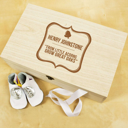 Pine Wooden Baby Keepsake Box By Sweetlea Gifts