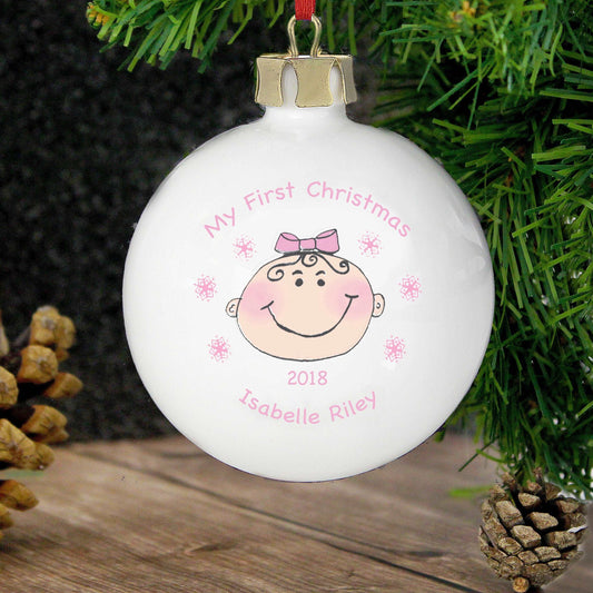 Baby Girl My First Christmas Bauble-Personalised Gift By Sweetlea Gifts