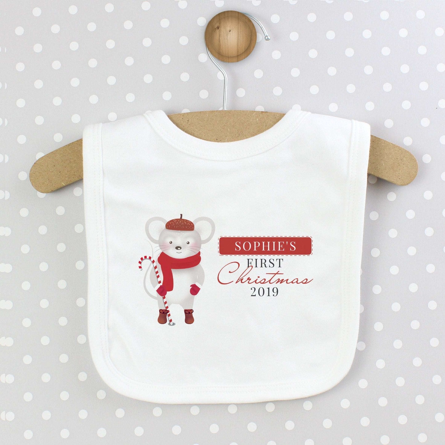Baby's 1st Christmas' Mouse Bib-Personalised Gift By Sweetlea Gifts