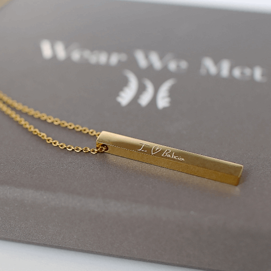 Bar Necklace own handwriting personalised-Personalised Gift By Sweetlea Gifts