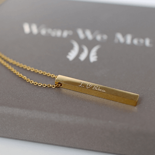 Bar Necklace own handwriting personalised-Personalised Gift By Sweetlea Gifts