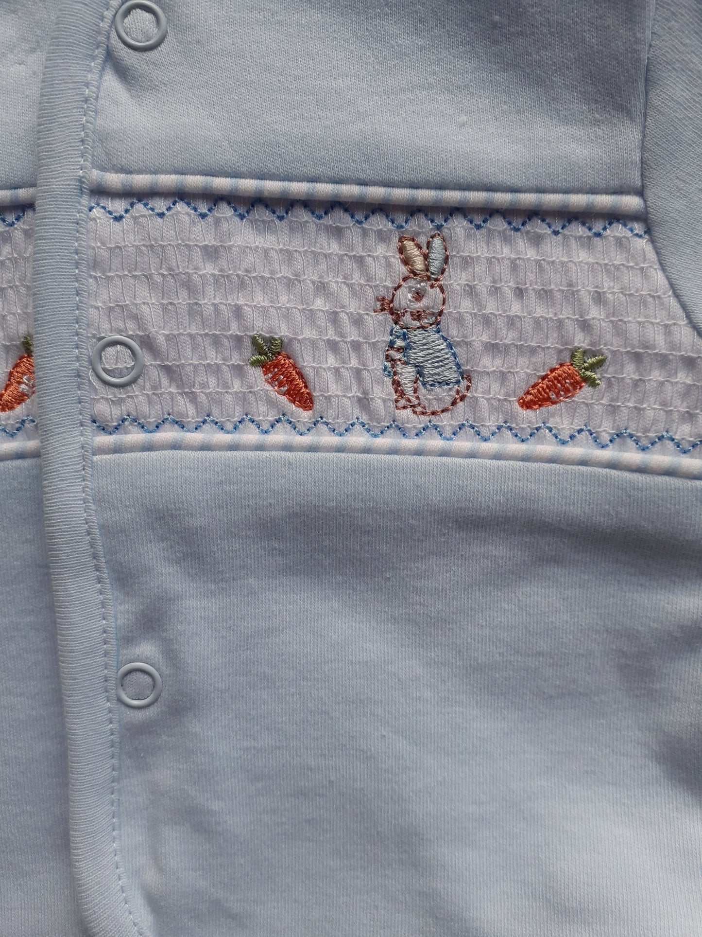 Blue Smocked bunny design 