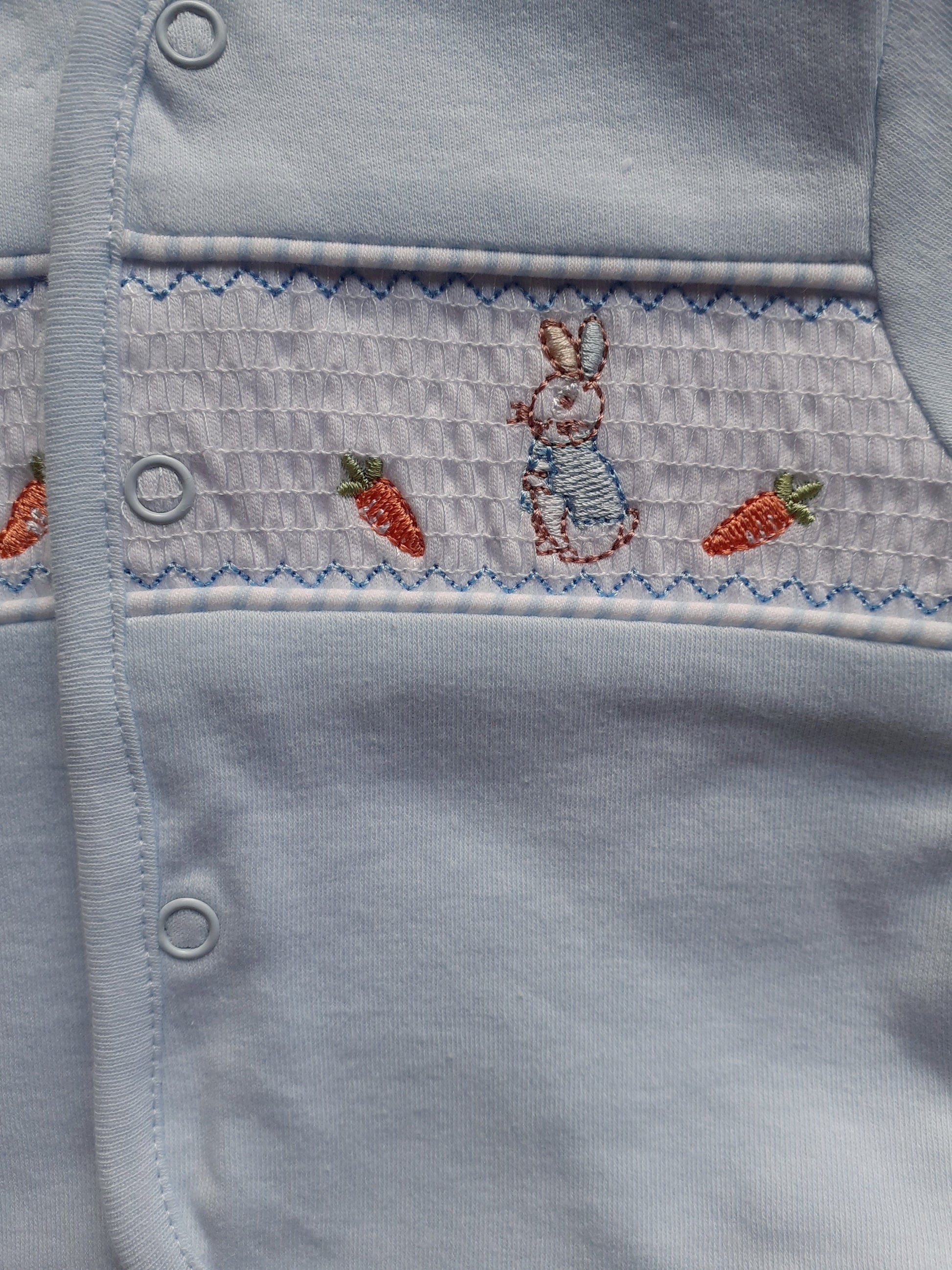 Blue Smocked bunny design 
