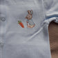 Embroidered bunny and carrot on Blue babygrow