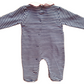 Blue and white striped babygrow