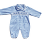 Blue babygrow with embroidered boat design