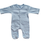 Baby boys blue sleepsuit with embroidered crown