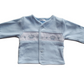 Blue baby jacket with crown smocked design