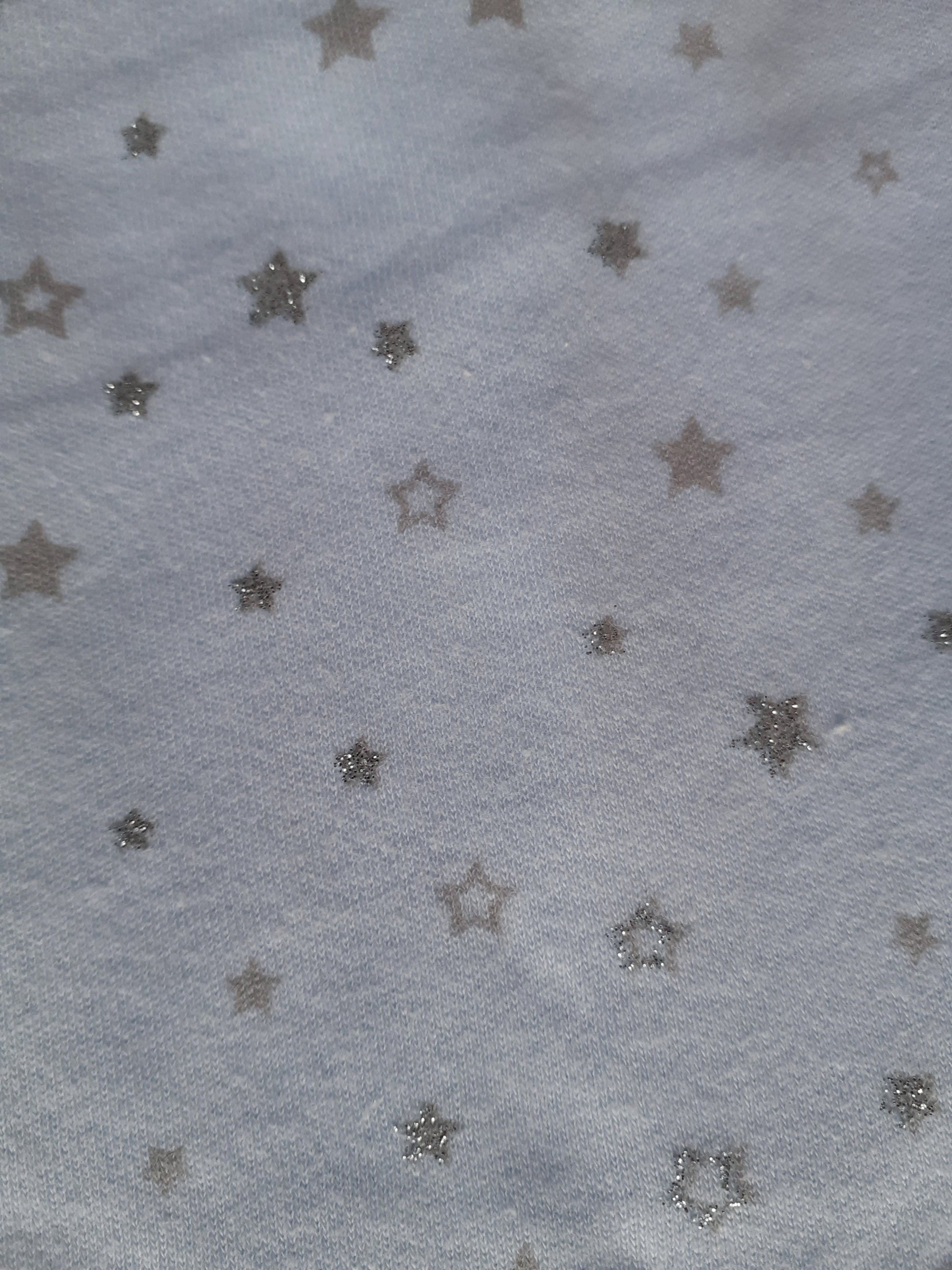 Baby blue cotton baby clothes with silver star pattern