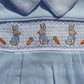 Blue smocked bunny design