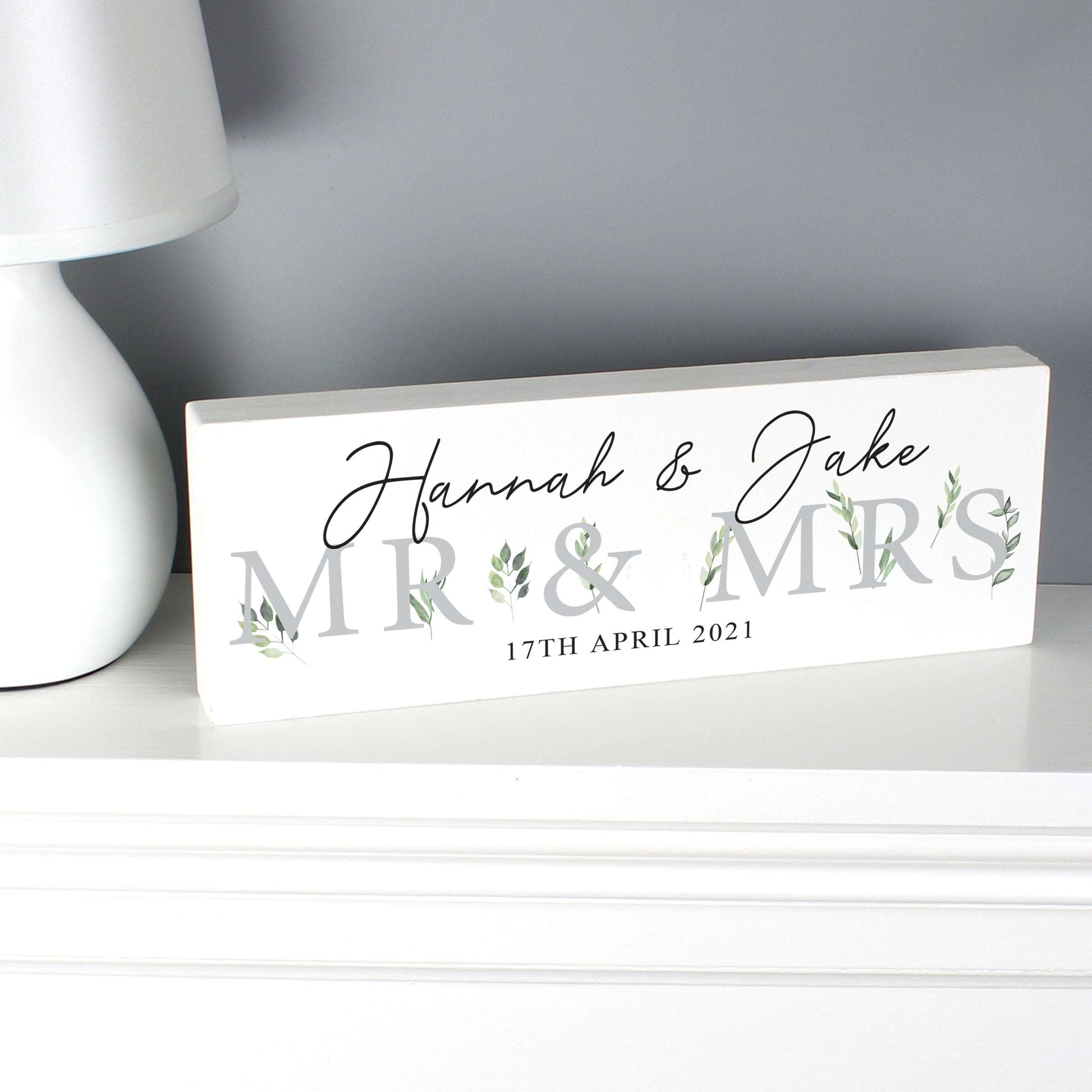 Botanical Wooden Block Sign-Personalised Gift By Sweetlea Gifts