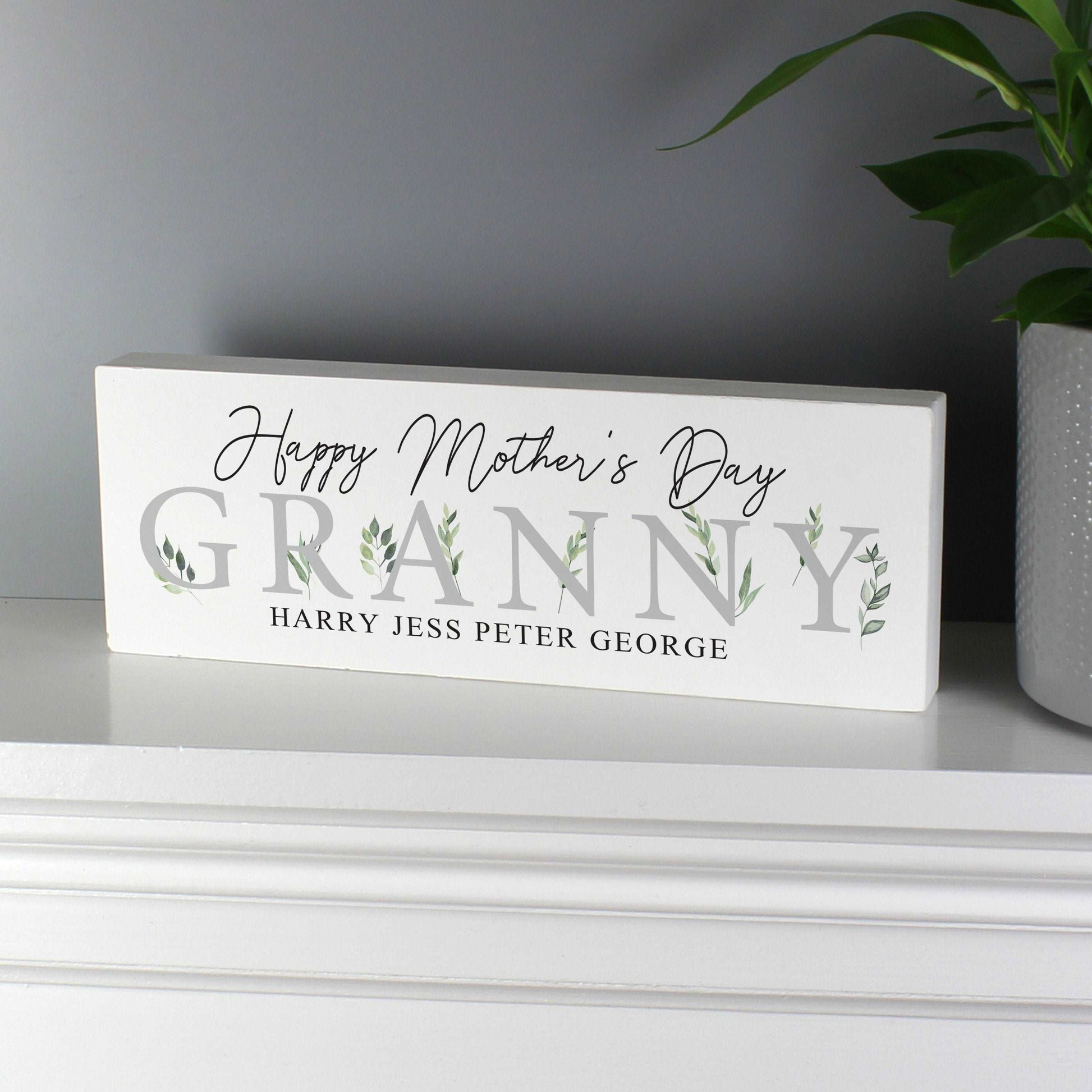 Botanical Wooden Block Sign-Personalised Gift By Sweetlea Gifts
