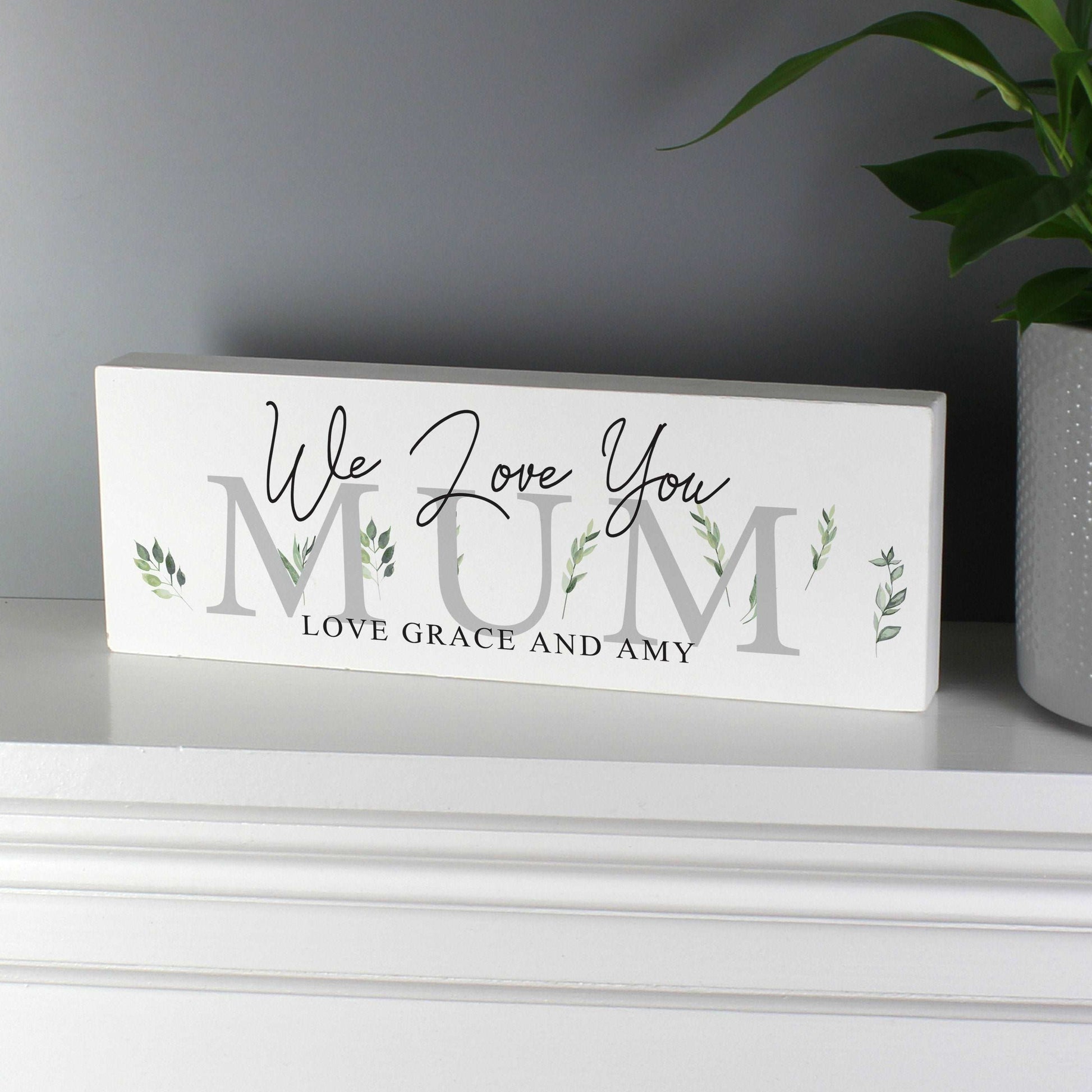 Botanical Personalised wooden block home decor By Sweetlea Gifts