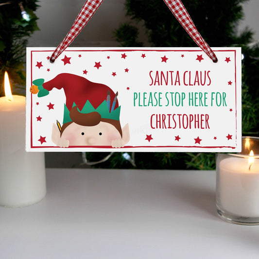 Christmas Elf Wooden Sign-Personalised Gift By Sweetlea Gifts