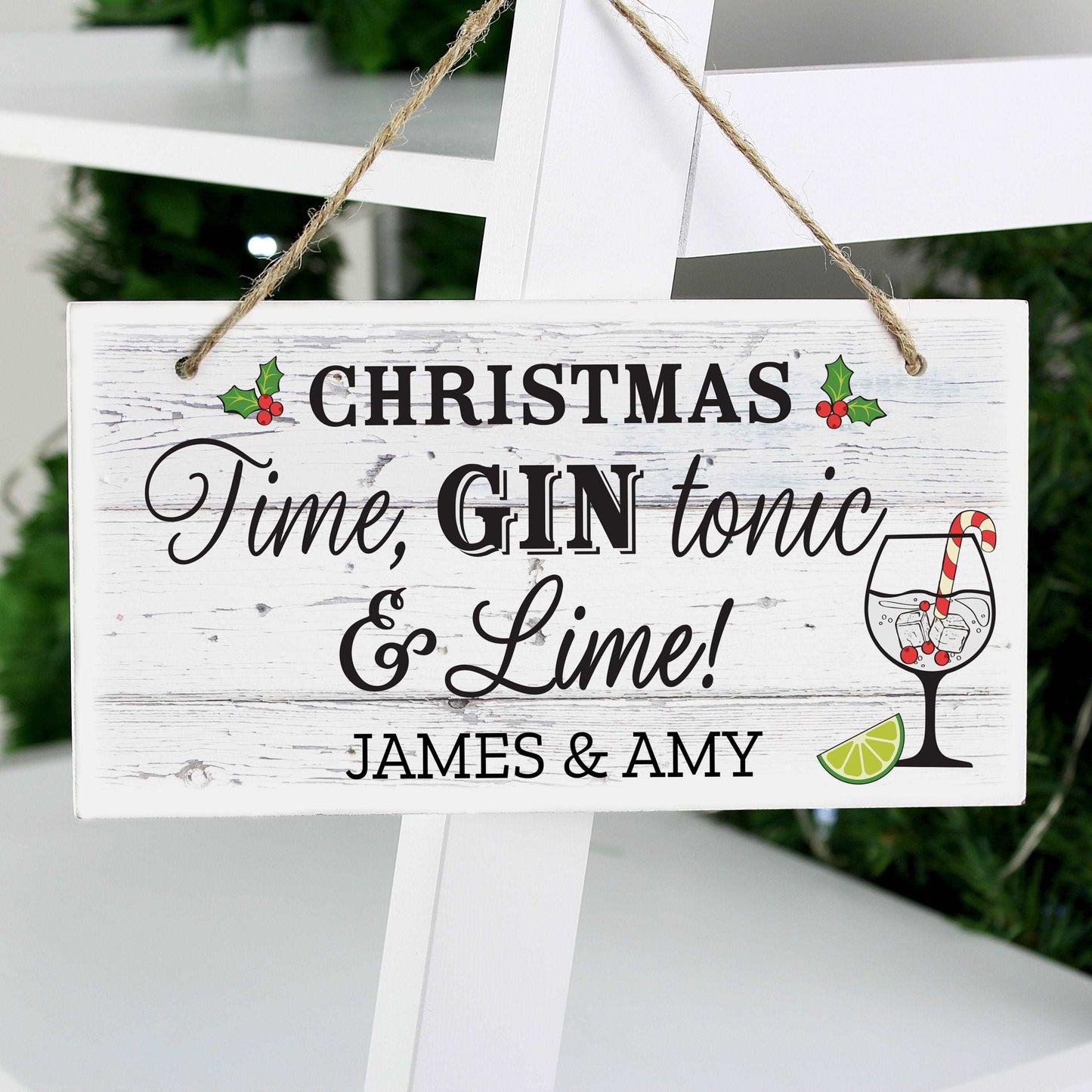 Christmas Gin Wooden Sign-Personalised Gift By Sweetlea Gifts