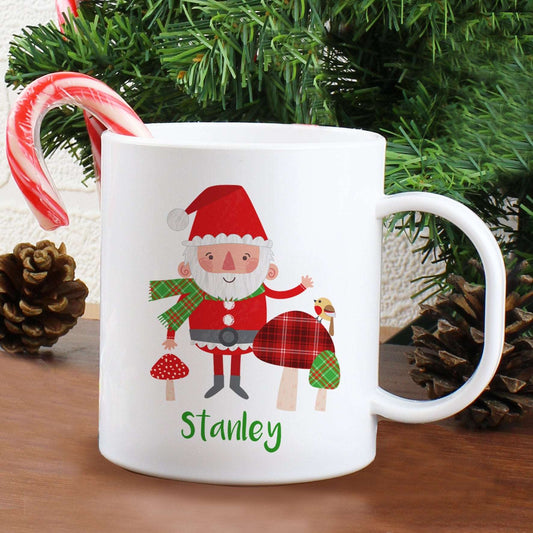 Christmas Toadstool Santa Plastic Mug-Personalised Gift By Sweetlea Gifts