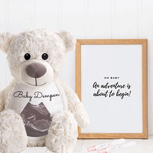 Hello Bear  Neutral Cream Baby scan photo bear, with personalised gift bag