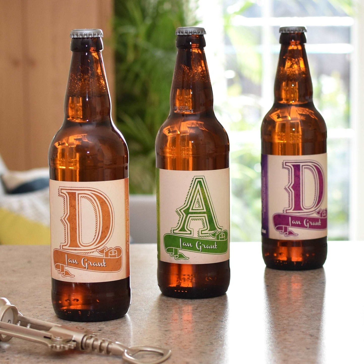 D.A.D. 3 Pack of Personalised Beer-Personalised Gift By Sweetlea Gifts
