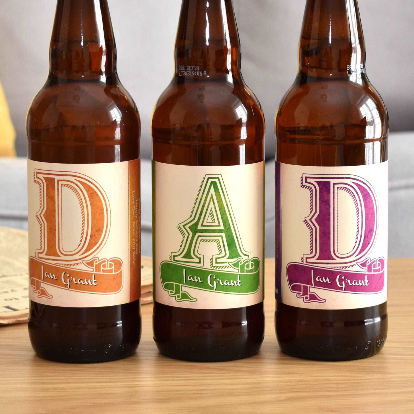 D.A.D. 3 Pack of Personalised Beer-Personalised Gift By Sweetlea Gifts