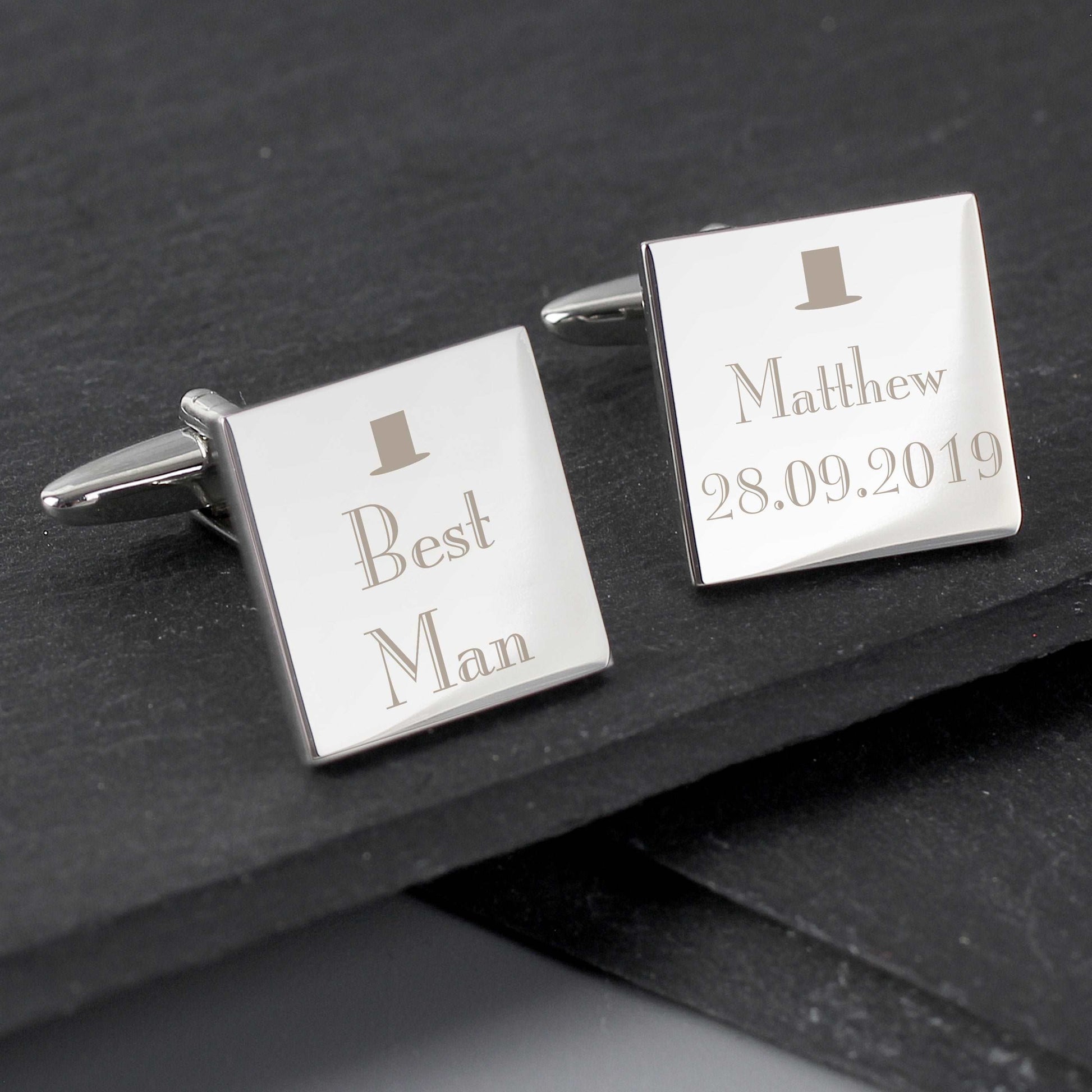 Decorative Wedding Best Man Square Cufflinks personalised 