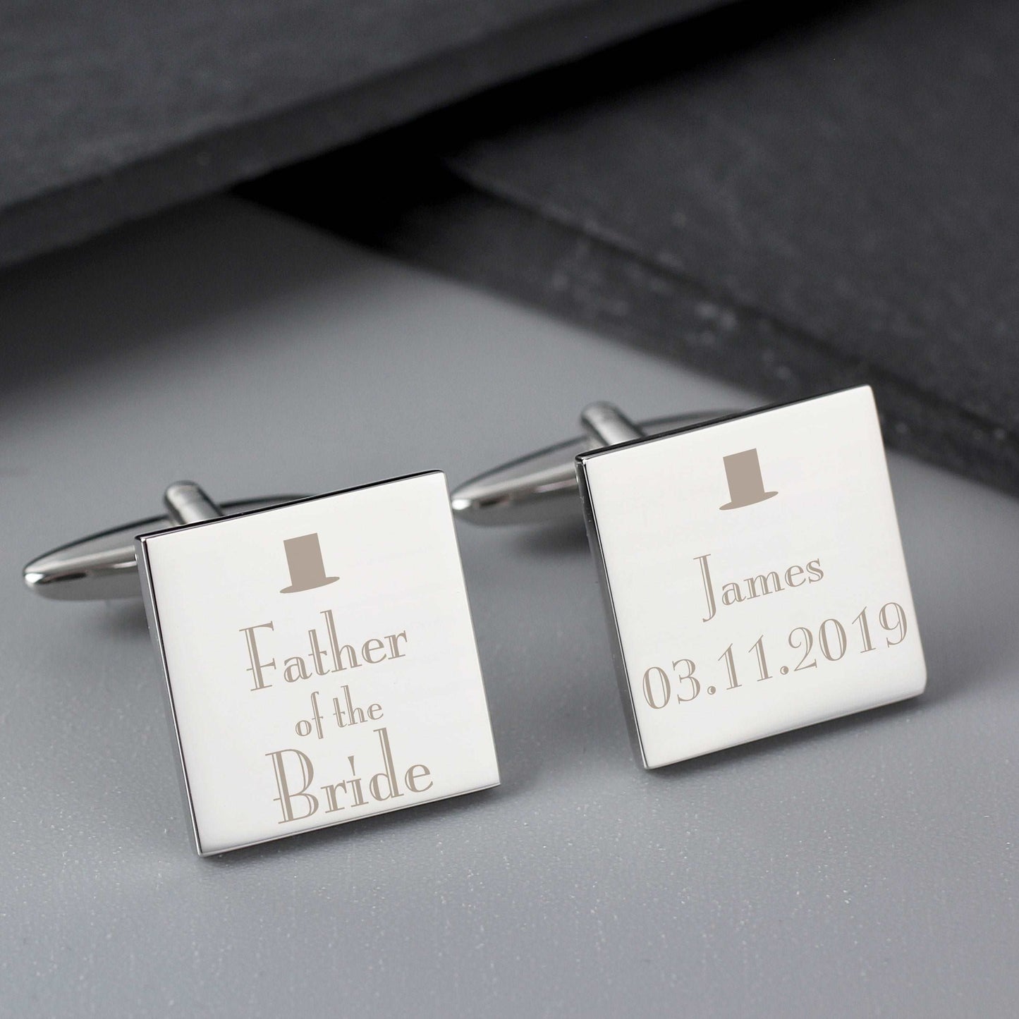 Decorative Wedding Father of the Bride Square Cufflinks personalised 