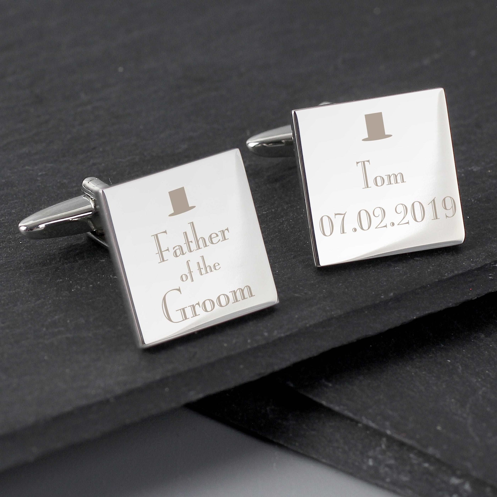 Decorative Wedding Father of the Groom Square Cufflinks personalised 
