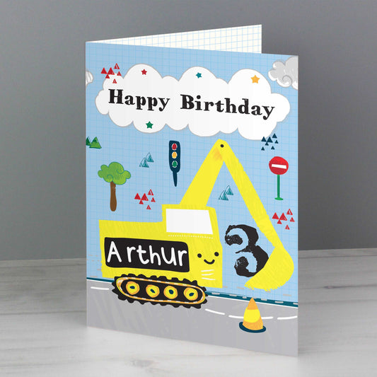 Personalised Digger Birthday card By Sweetlea Gifts