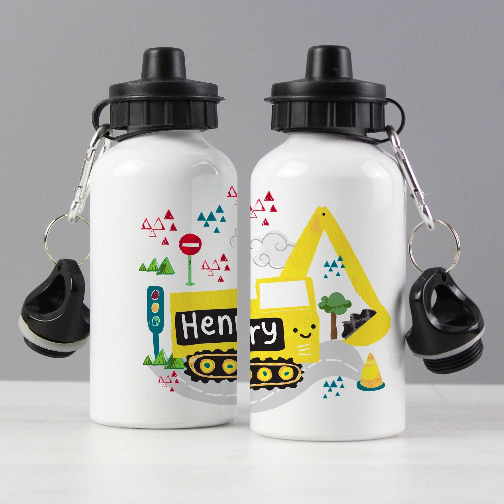 Digger Excavator personalised Drinks bottle-Personalised Gift By Sweetlea Gifts