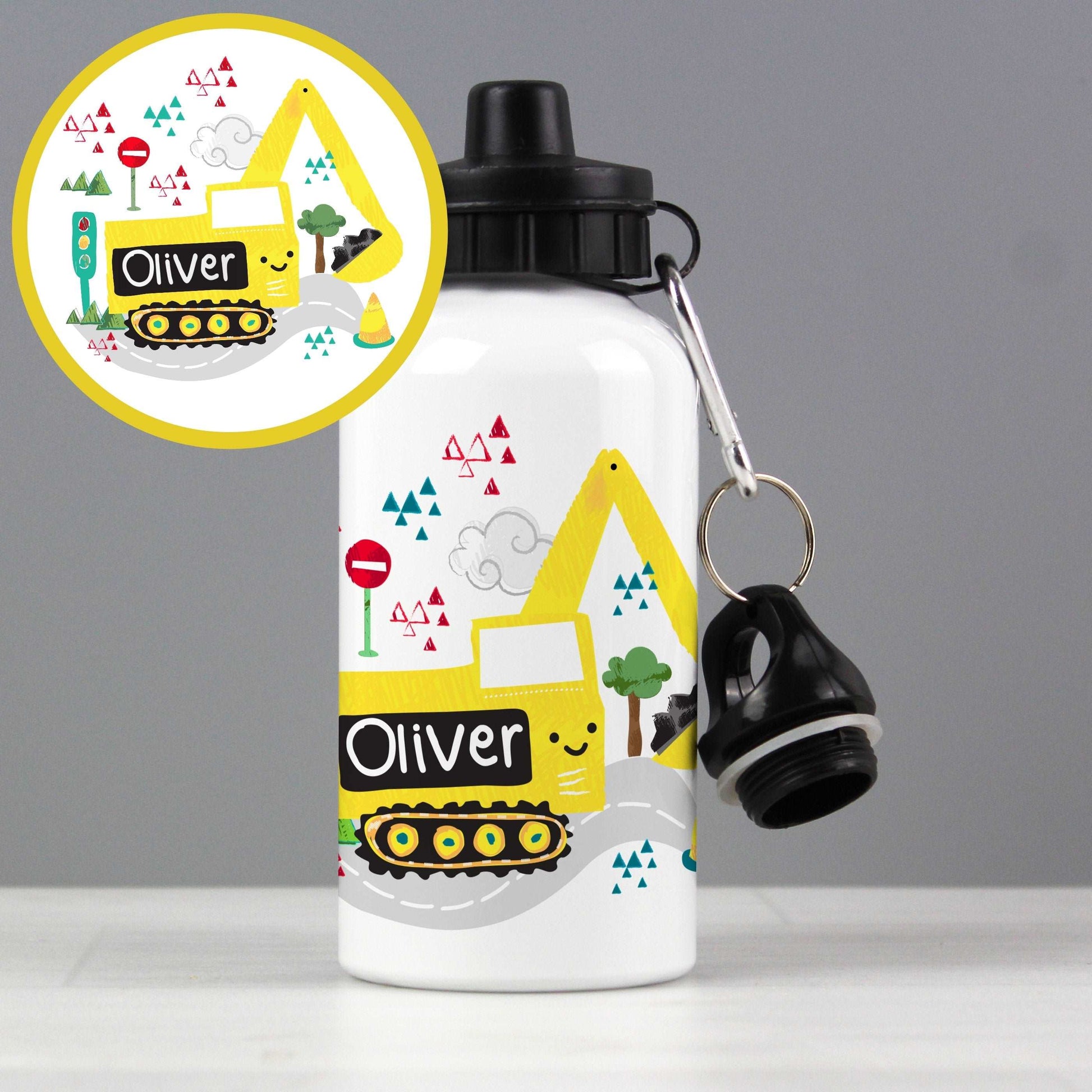 Digger Excavator personalised Drinks bottle-Personalised Gift By Sweetlea Gifts