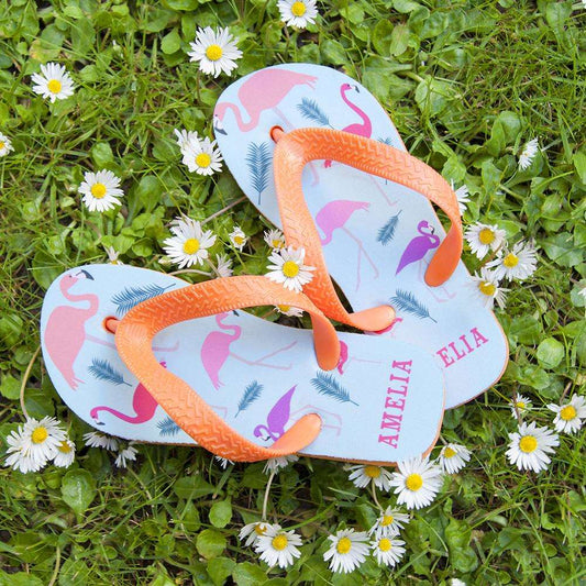Fabulous Flamingos Child's Personalised Flop Flops-Personalised Gift By Sweetlea Gifts