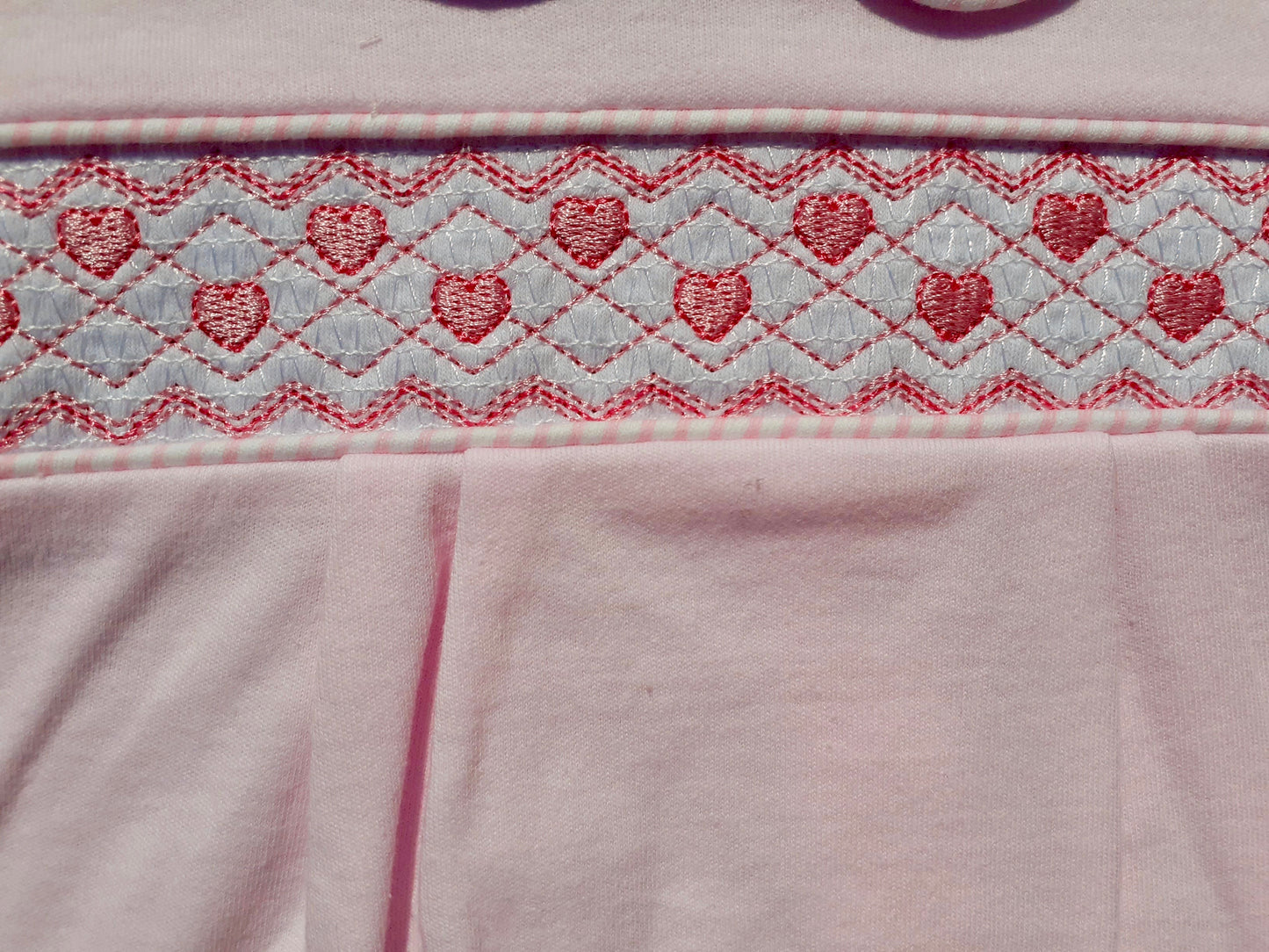 Pink Hearts Smocked Babygrow