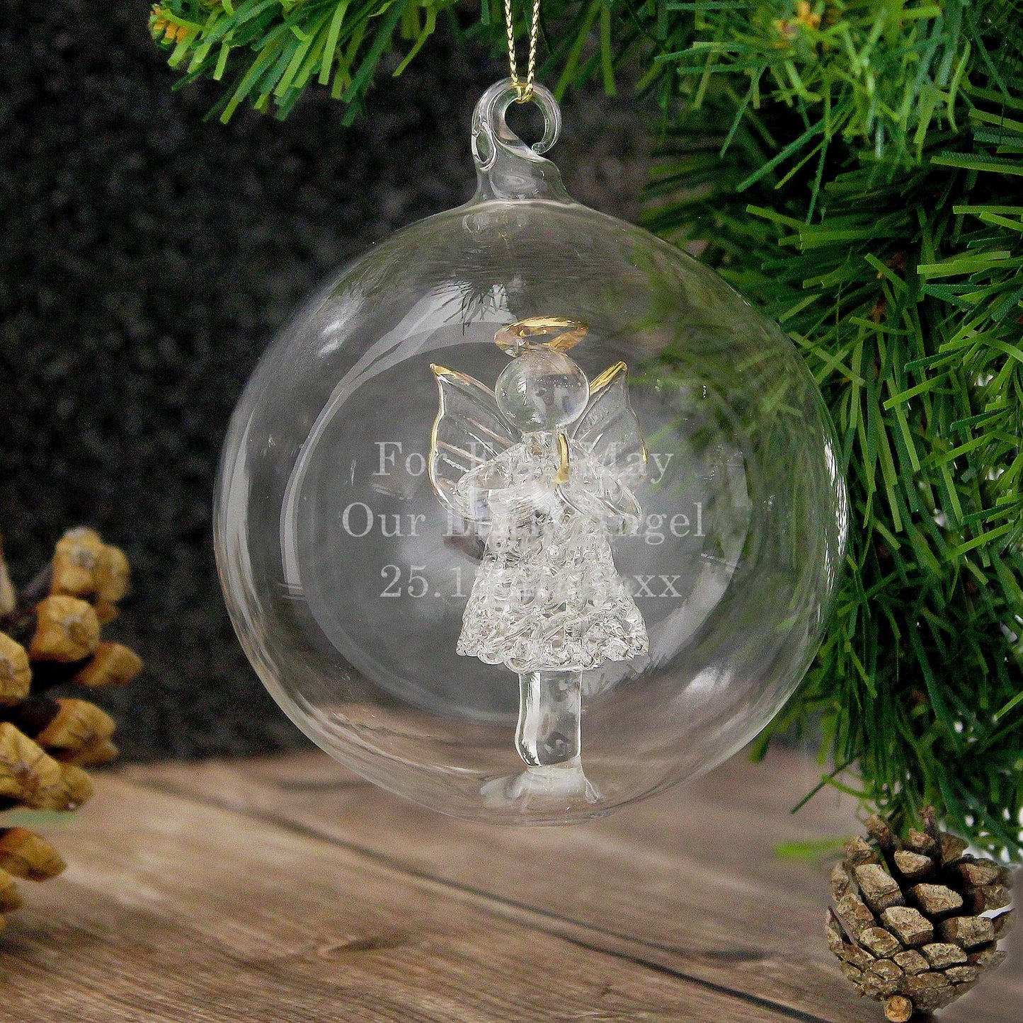 Glass Christmas Angel Bauble-Personalised Gift By Sweetlea Gifts
