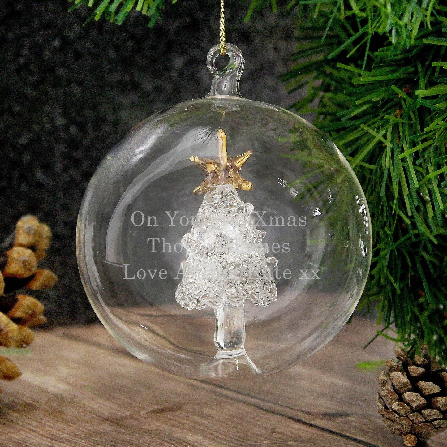 Glass Christmas Tree Bauble-Personalised Gift By Sweetlea Gifts