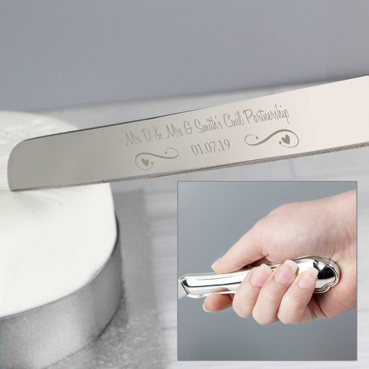 Civil partnership personalised Cake knife By Sweetlea Gifts