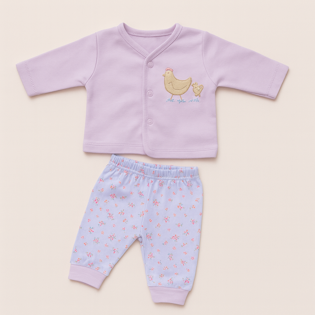 Pink Farm animal theme 7 piece Baby Layette set