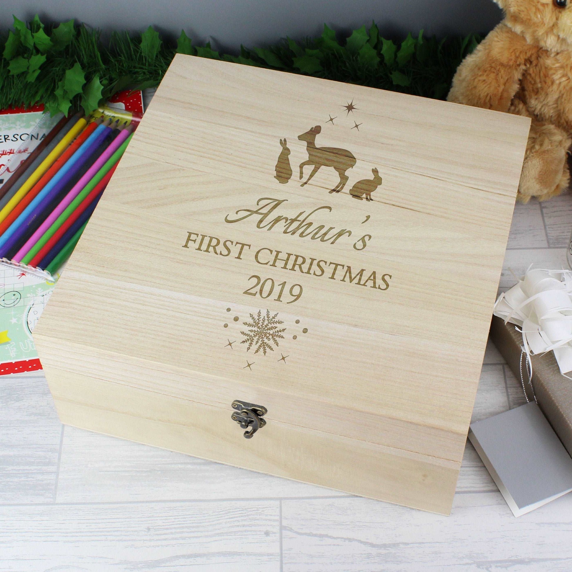 Large Christmas Eve wooden box-Personalised Gift By Sweetlea Gifts