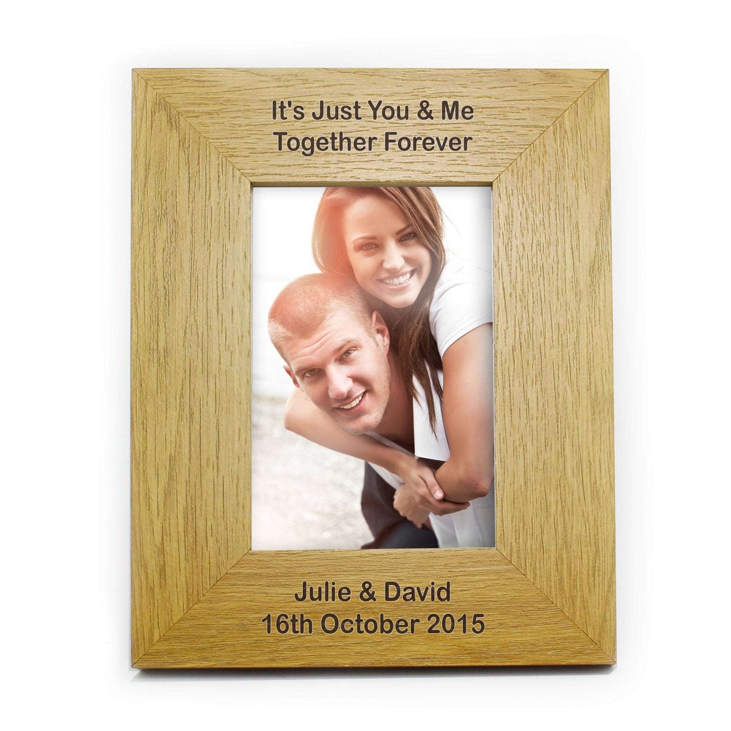 Personalised message 4x6 Oak Veneer Photo Frame  By Sweetlea Gifts
