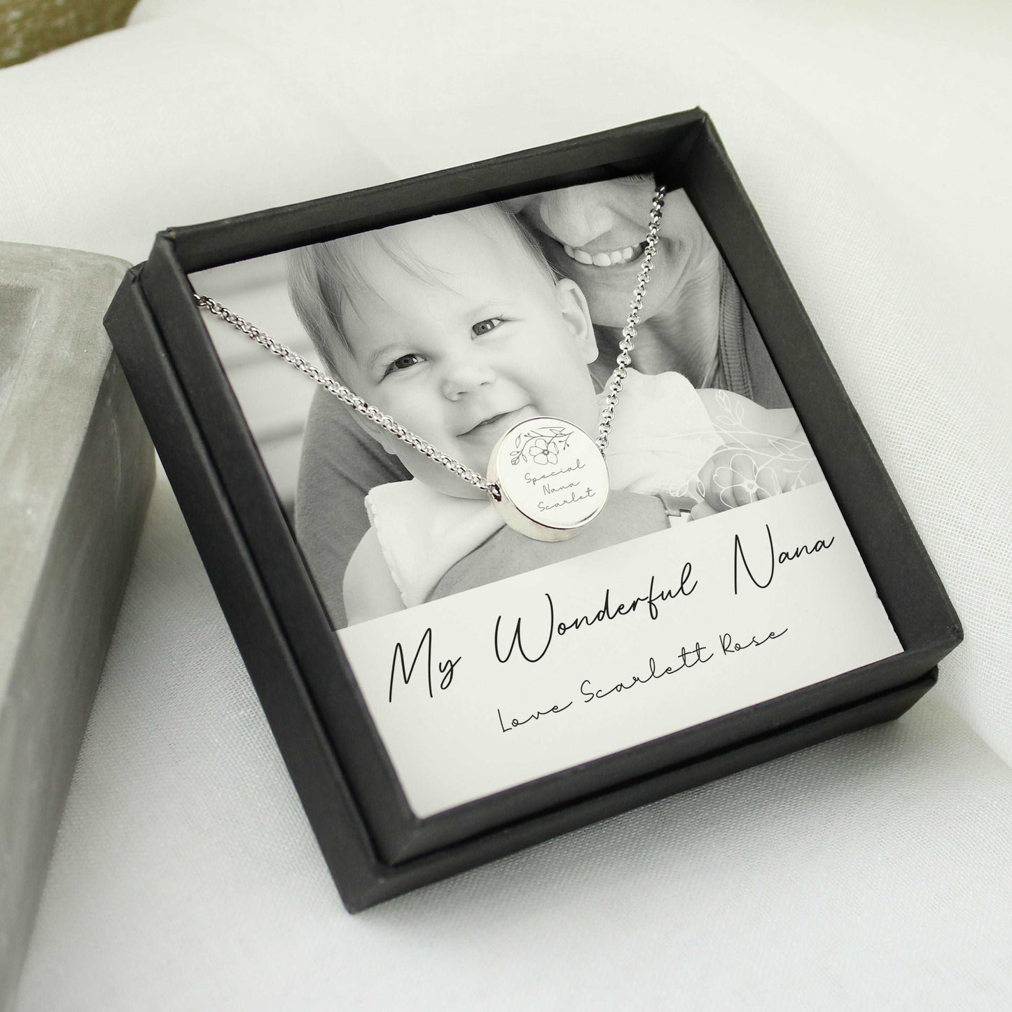 Engraved necklace and photo upload gift box set