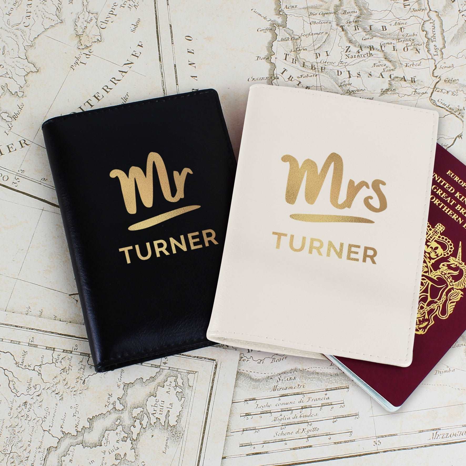 Personalised Mr & Mrs Passport Holders Set - wedding gifts by sweetlea gifts 