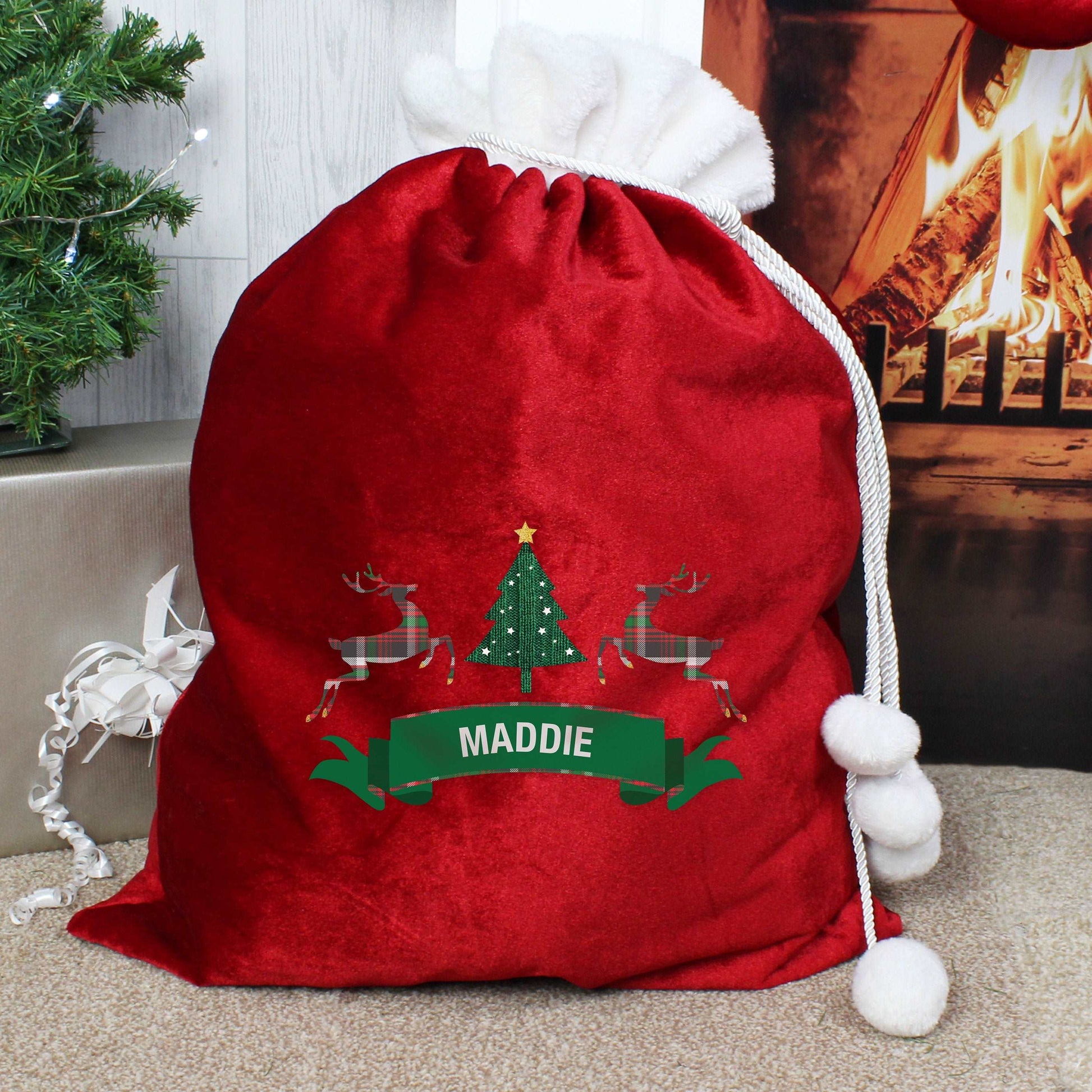 Nordic Christmas Luxury Pom Pom Sack-Personalised Gift By Sweetlea Gifts